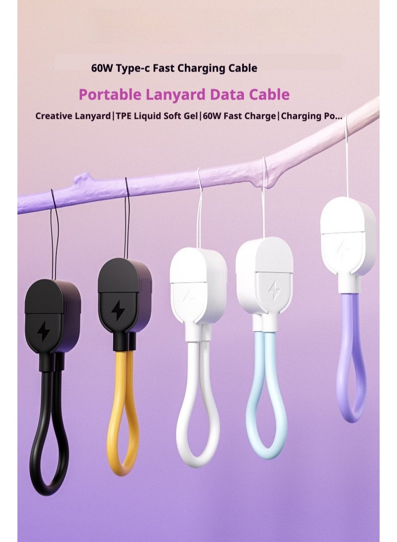 60W 16cm Portable Type-C Cable USB-C to USB-C 2.0 Charging Cable (C to C) Compatible with iPhone 16/15 Pro Max, iPad Pro/Air/mini 6, MacBook Pro/Air, Galaxy S24/S23 Ultra/Z Fold, Xiaomi, Honor, OPPO, OnePlus, and other devices. - Image 4